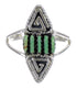 Turquoise Southwest Silver Water Wave Needlepoint Ring Size 7 QX85015